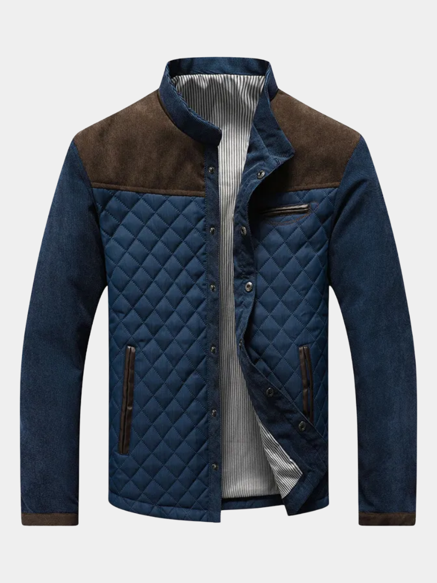 Veste pour homme de luxe Danoir Paris, élégante en tissu sombre avec boutons et col classique, vue de face.