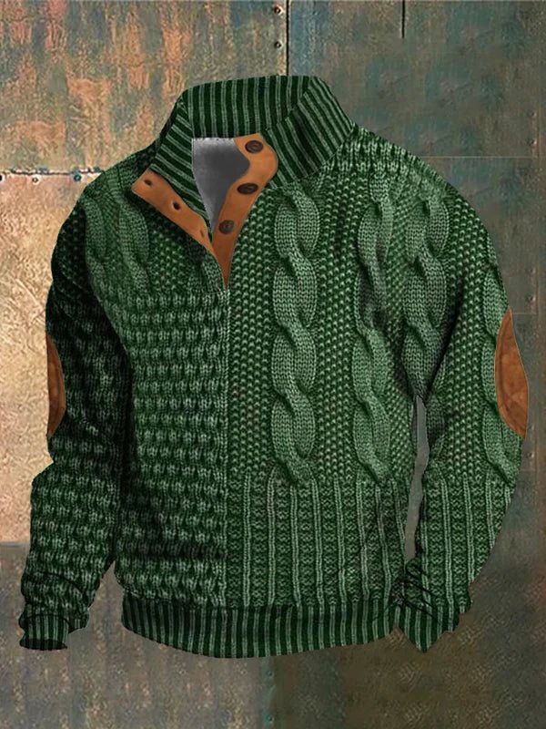 Pull-over vintage imprimé Danoir Paris™ avec motif rétro, en tricot chaud et confortable, porté sur un mannequin.