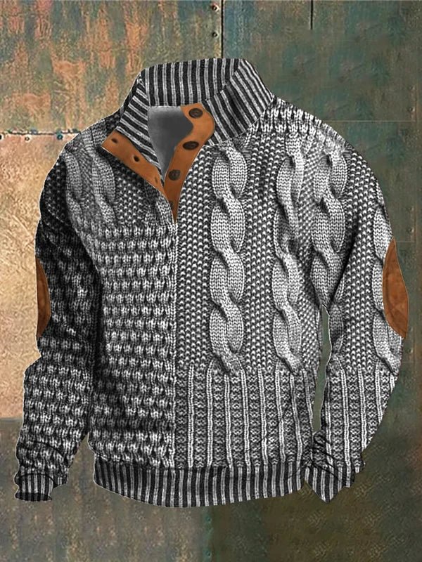 Pull-over vintage imprimé Danoir Paris, en maille chaude avec motif rétro, porté sur mannequin.