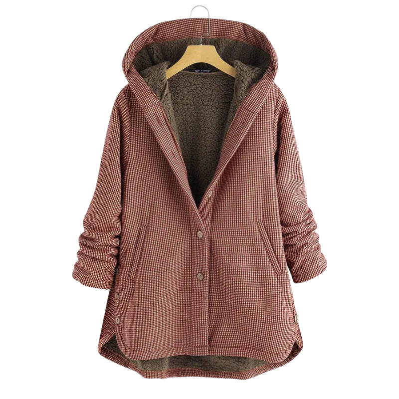 Manteau élégant et confortable Sabrina de Danoir Paris en marron, vue de face sur un mannequin.