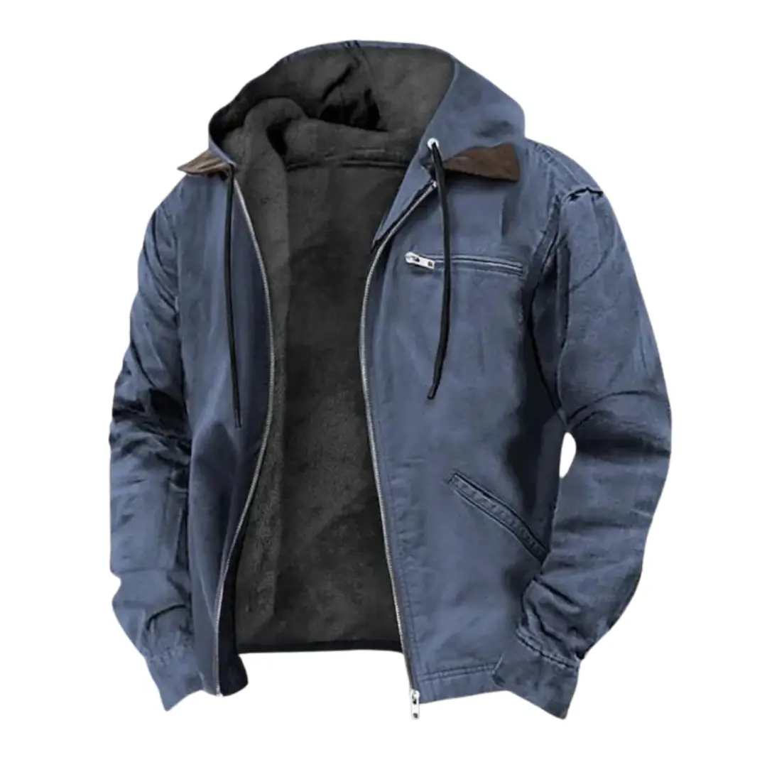 Veste d’automne élégante Danoir Paris™ en tissu chic, coupe ajustée, couleur neutre, détails modernes, vue de face.