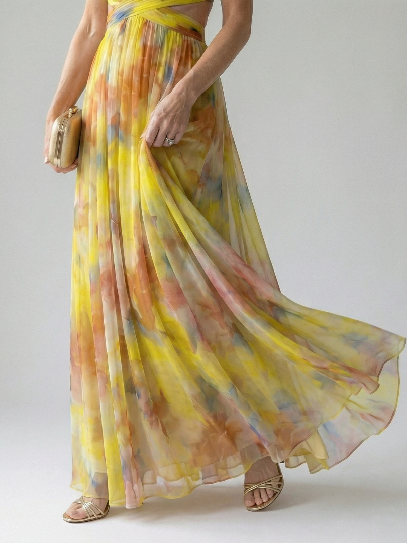 Robe longue maxi Danoir Paris Isel en tissu coloré et doux, avec une coupe enveloppante élégante et confortable.