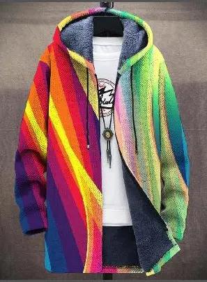 Veste de luxe Bronte Danoir Paris multicolore et bleue, inspirée par l'art, avec motifs artistiques et coupe élégante.