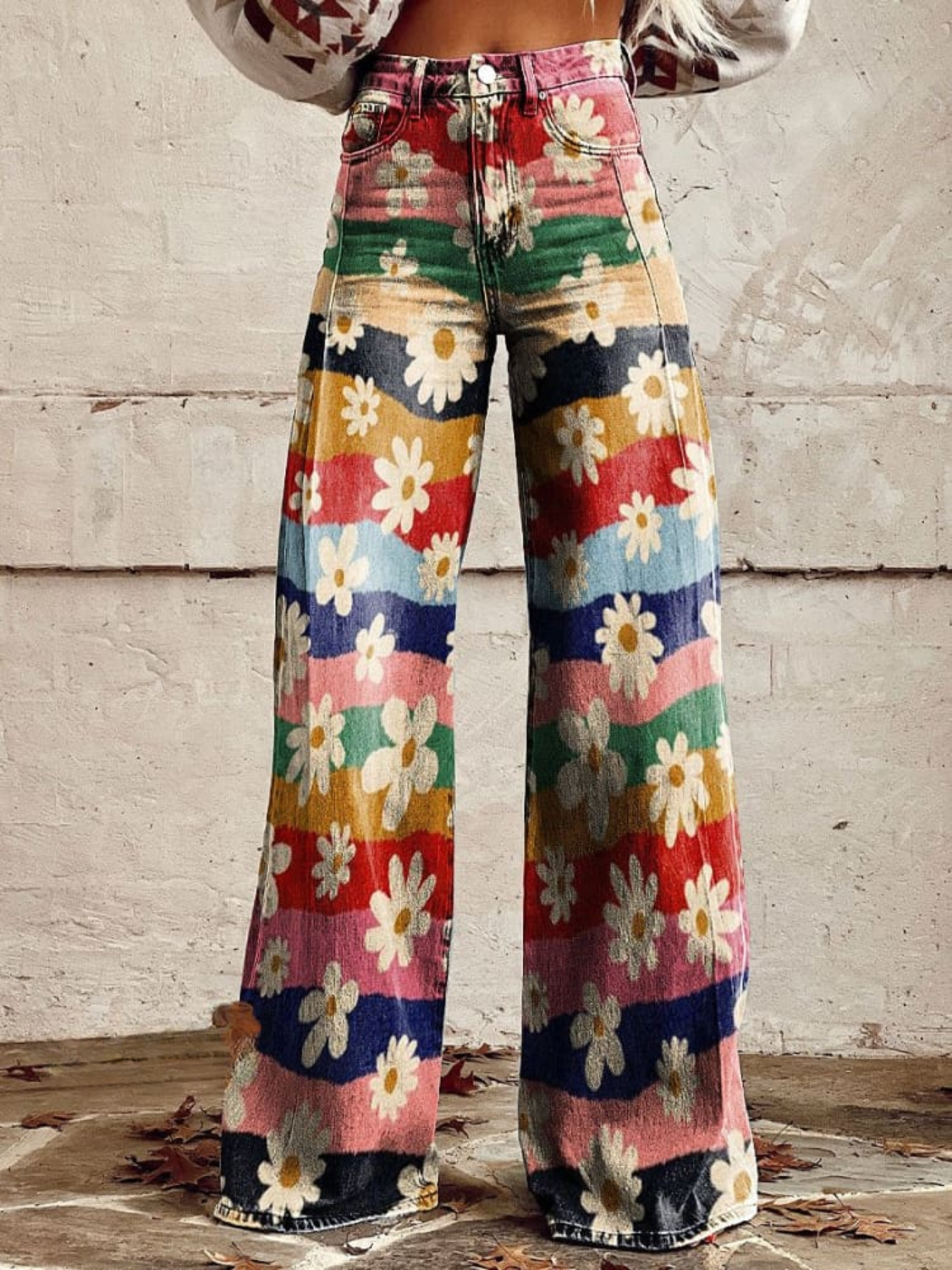 Pantaloni élégants à fleurs Léon de Danoir Paris, motif coloré, coupe moderne, parfait pour un style sophistiqué et tendance.