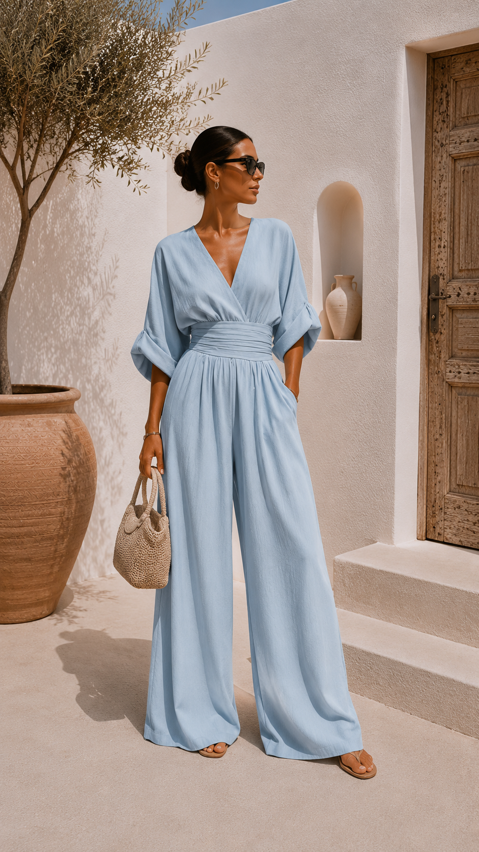 Robe en chiffon Valeria Danoir Paris avec décolleté en V, tissu fluide et élégante coupe pour une allure sophistiquée.