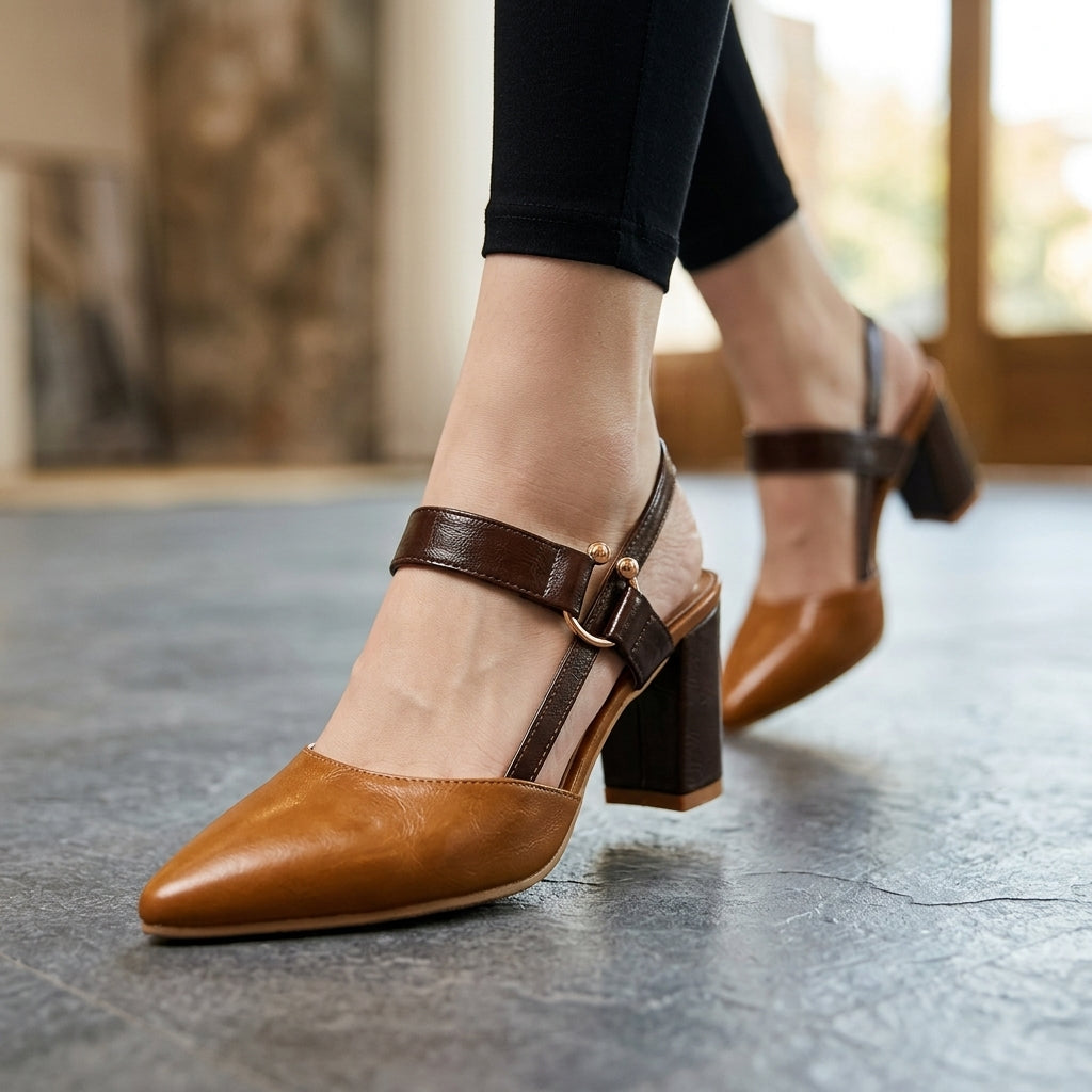 Mules à talons noirs Danoir Paris Alana, chaussures élégantes en cuir avec talons hauts, vues de face.