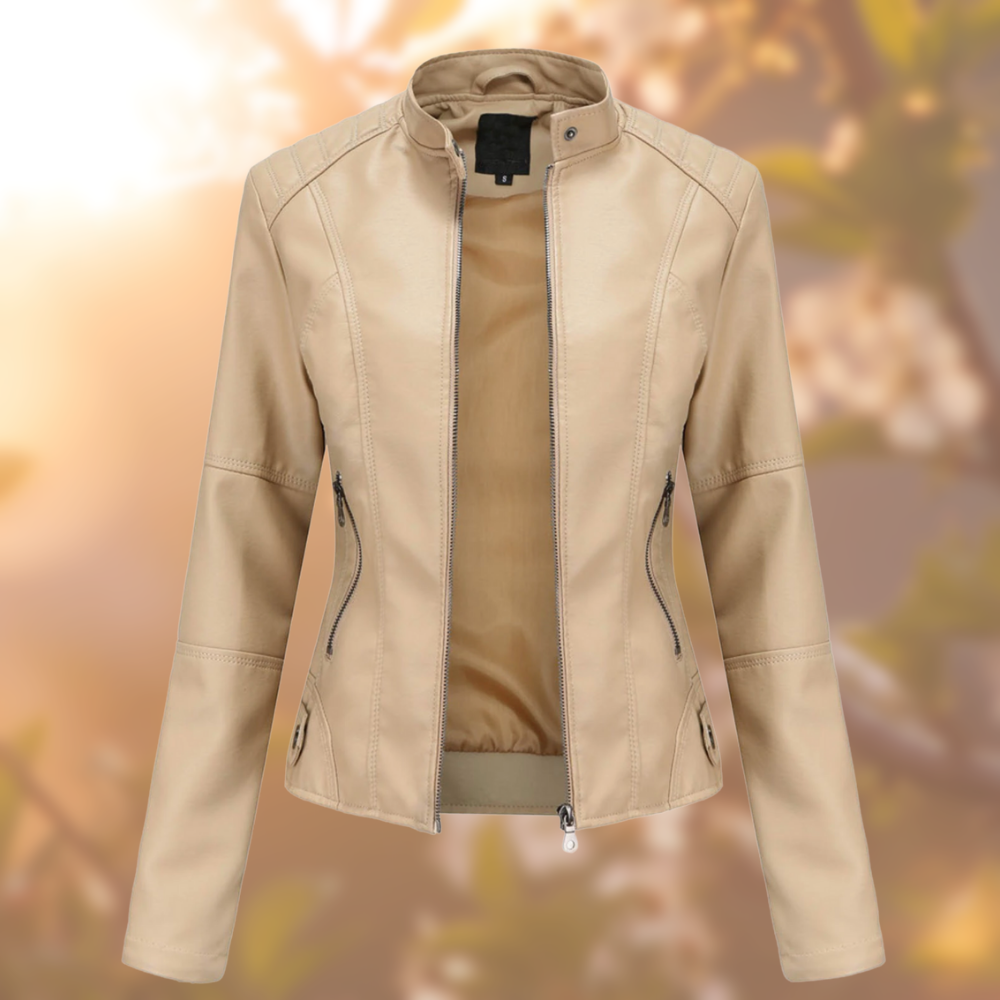 Veste en cuir noire Danoir Paris Amora, élégante et sophistiquée, avec détails en finition soignée.