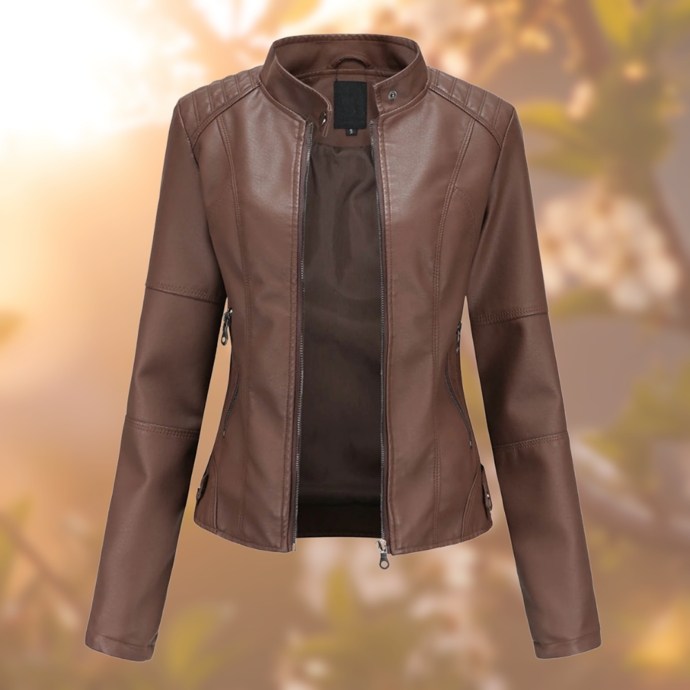Veste en cuir noire Danoir Paris Amora, élégante et sophistiquée, avec détails soignés et finition de qualité.