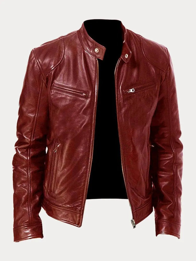Veste en cuir Danoir Paris™ de couleur blanche, style élégant, avec détails de couture visibles sur le mannequin.