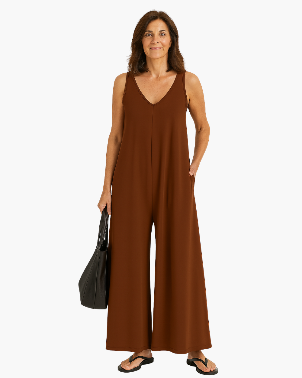 Combinaison ample sans manches Danoir Paris, en tissu léger, portée sur mannequin blanc, avec décolleté dégagé et style décontracté.