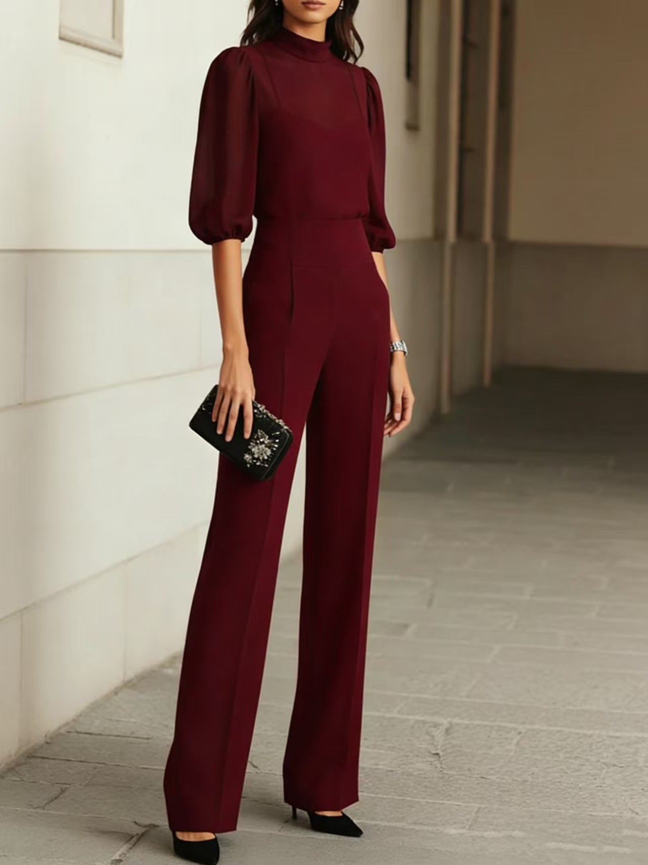 Ensemble 3 pièces Emma™ de Danoir Paris, élégant costume avec veste, pantalon et chemise blanche, vue de face.