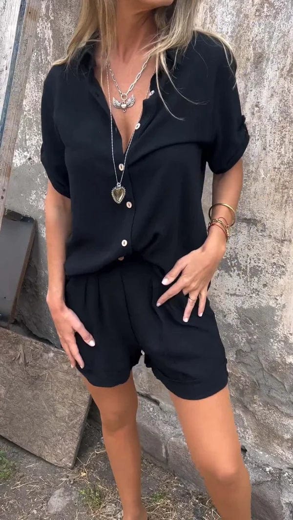 Ensemble chic décontracté Riviane de Danoir Paris en tissu orange, porté par un mannequin.