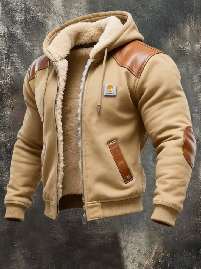 Veste vintage chaude en daim et cuir Danoir Paris, style élégant avec détails en cuir et doublure intérieure.