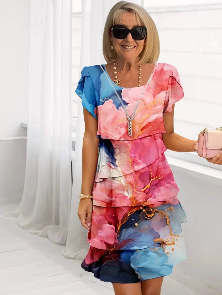 Robe fluide à volants Adèle de Danoir Paris, élégance et style, tissu léger et coupe féminine visible sur l'image.