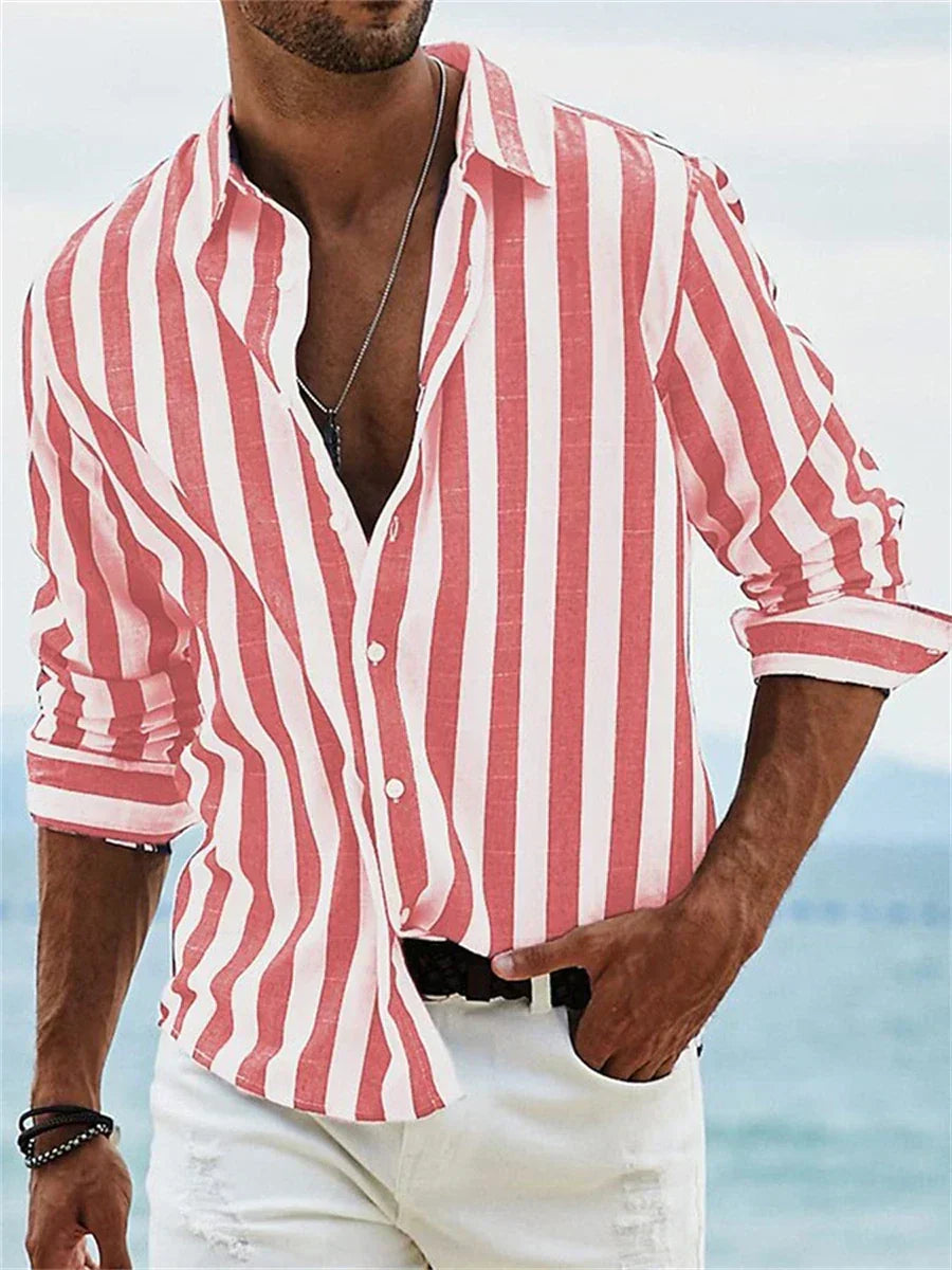Chemise rayée légère d'été Leblanc™ de Danoir Paris, tissu fluide et confortable, parfaite pour la saison estivale.