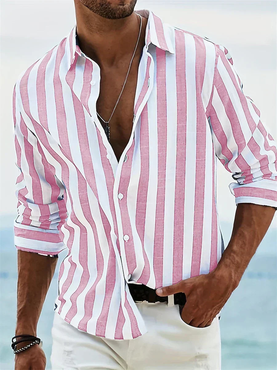 Chemise rayée légère d'été Leblanc™ de Danoir Paris, tissu fluide et confortable, idéale pour la saison estivale.