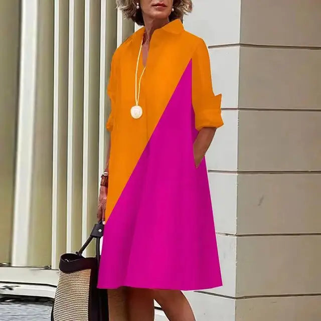 Robe sophistiquée et élégante Elena de Danoir Paris en tissu rouge, vue de face sur mannequin.