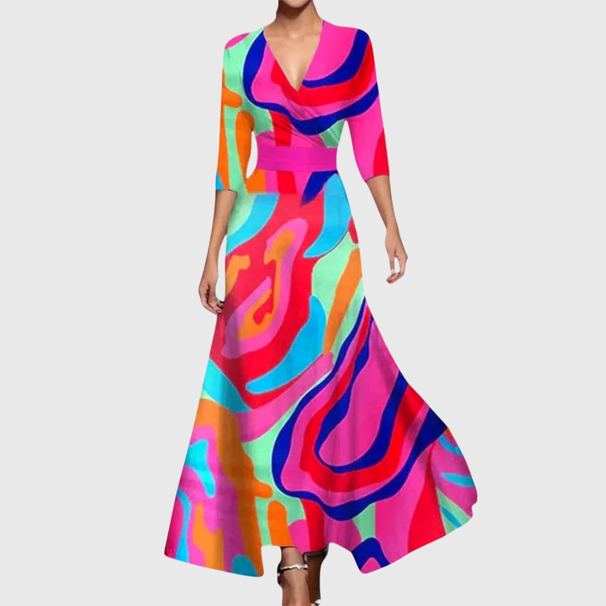 Robe élégante rouge Leila™ de Danoir Paris, vue de face avec détails sophistiqués et tissu fluide.