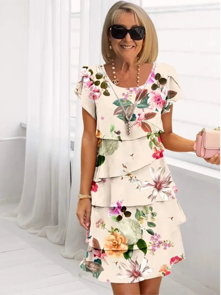 Robe fluide Hana de Danoir Paris avec volants élégants, tissu léger et coupe sophistiquée pour une allure chic et féminine.