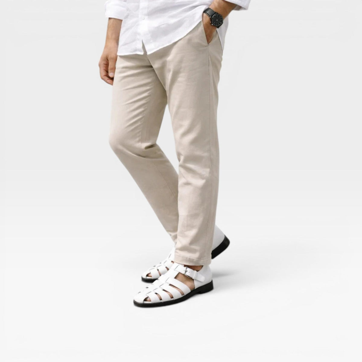 Sandales fisherman en cuir pour hommes de Danoir Paris, style estival classique à bout fermé, couleur bleue, pointure UK 5.