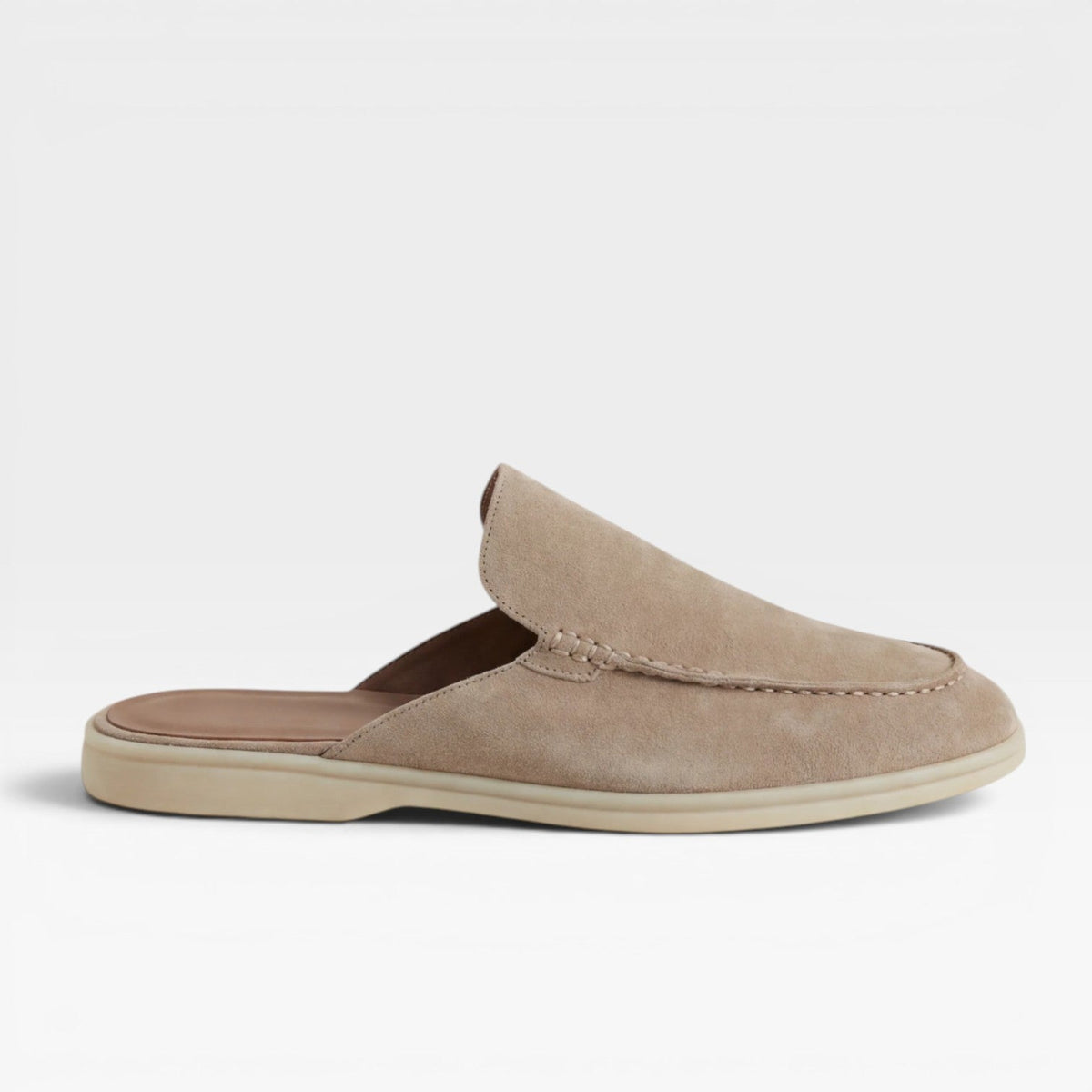 Mules en daim pour hommes Danoir Paris, sandales décontractées sans talon, enfiler, couleur marron clair, taille UK 5.