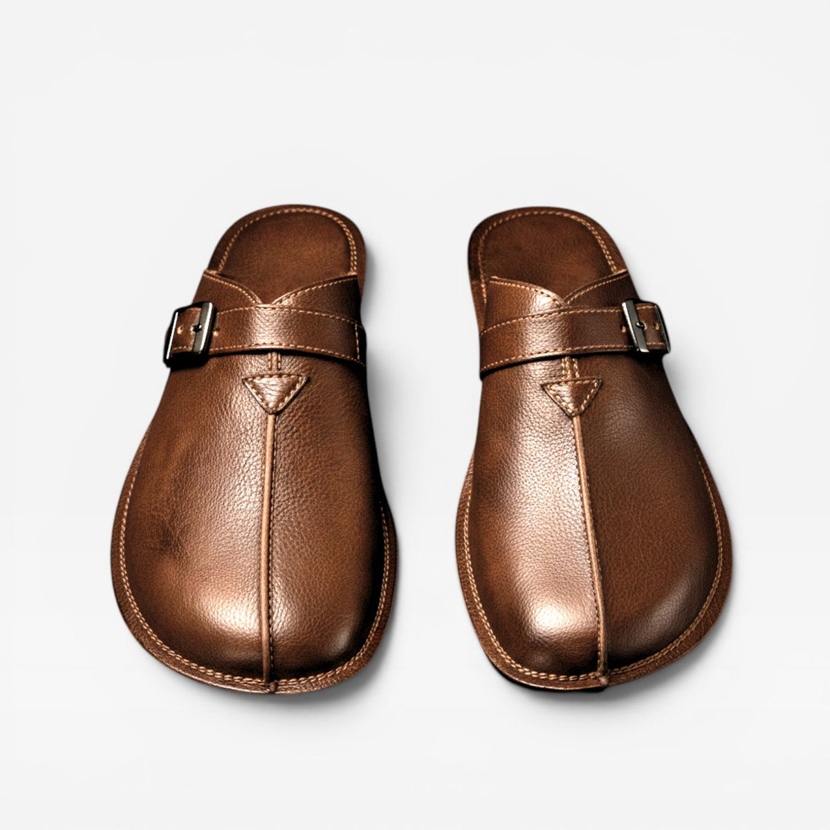 Sandales pour hommes Danoir Paris en cuir marron, mules d'été à enfiler avec bride à boucle, chaussures décontractées élégantes
