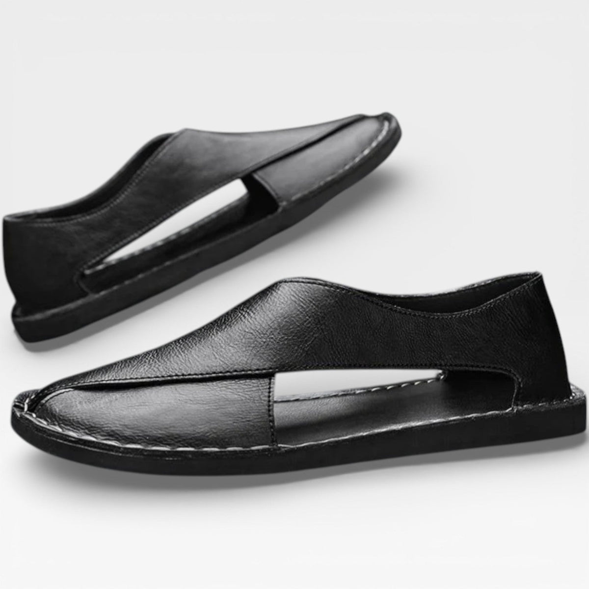 Sandales pour hommes Danoir Paris en cuir marron, sandales classiques pour une tenue décontractée élégante.