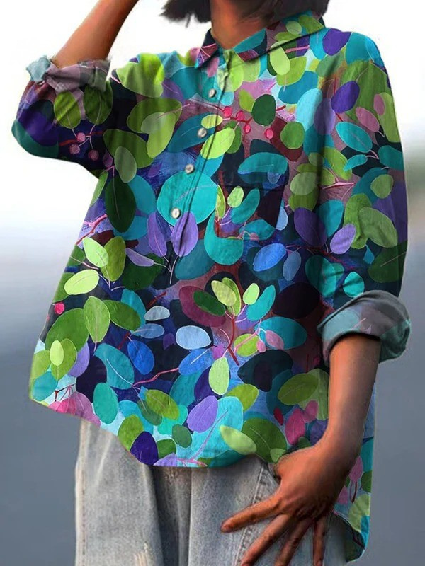 Chemise Danoir Paris Adriana en coton multicolore, style Art Été, avec col et manches longues, pour un look estival.