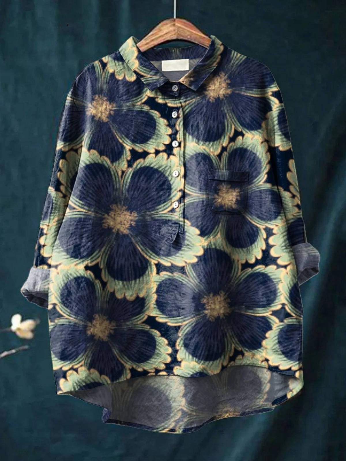Chemise vintage multicolore Avielle de Danoir Paris avec motif floral, style shirt élégant et féminin.