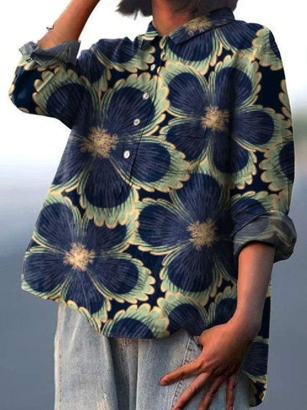 Chemise florale vintage Danoir Paris Avielle, multicolore, en tissu léger avec motif floral, style classique et élégant.