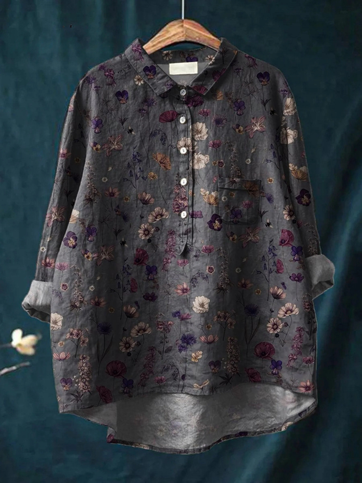 Chemise florale multicolore Danoir Paris Mallory en coton, manche courte, style élégant et tendance.
