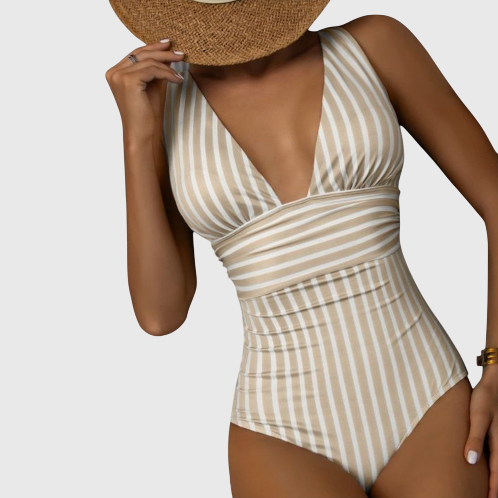 Maillot de bain turquoise Aurora par Danoir Paris, coupe ajustée, vue frontale, tissu léger, taille XS.