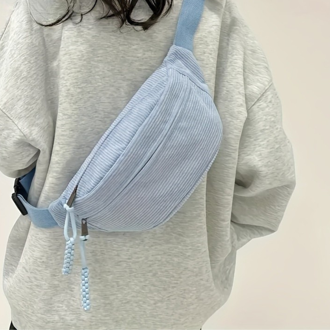 Sac à main Danoir Paris Petra en velours à costs, sac à épaule élégant avec bandoulière, tissu doux et texturé.