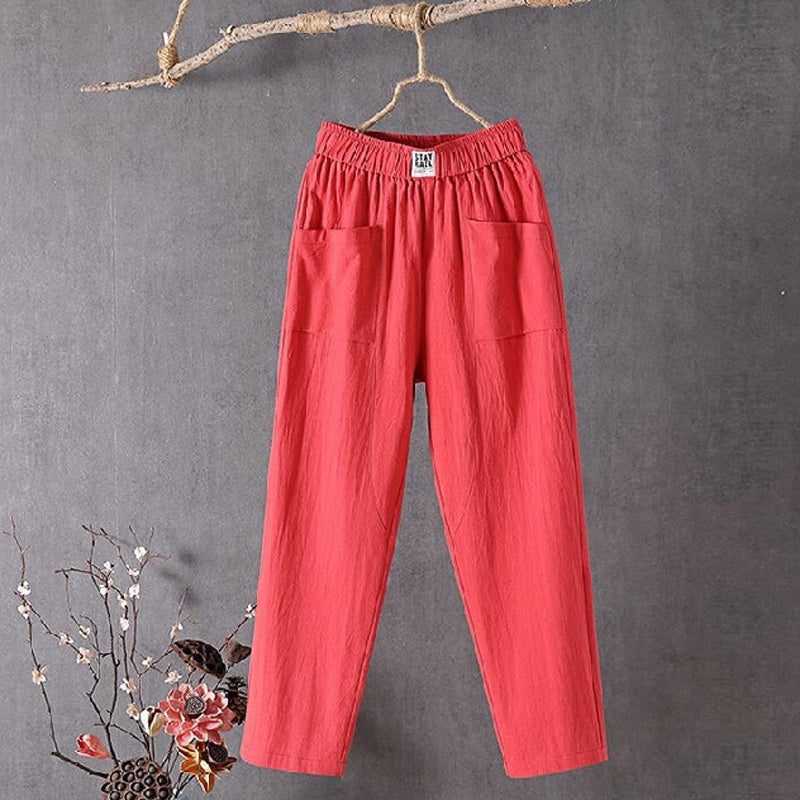 Pantalons relaxés Danoir Paris Alyra avec poches, tissu doux et confortable, vue de face sur un fond neutre.