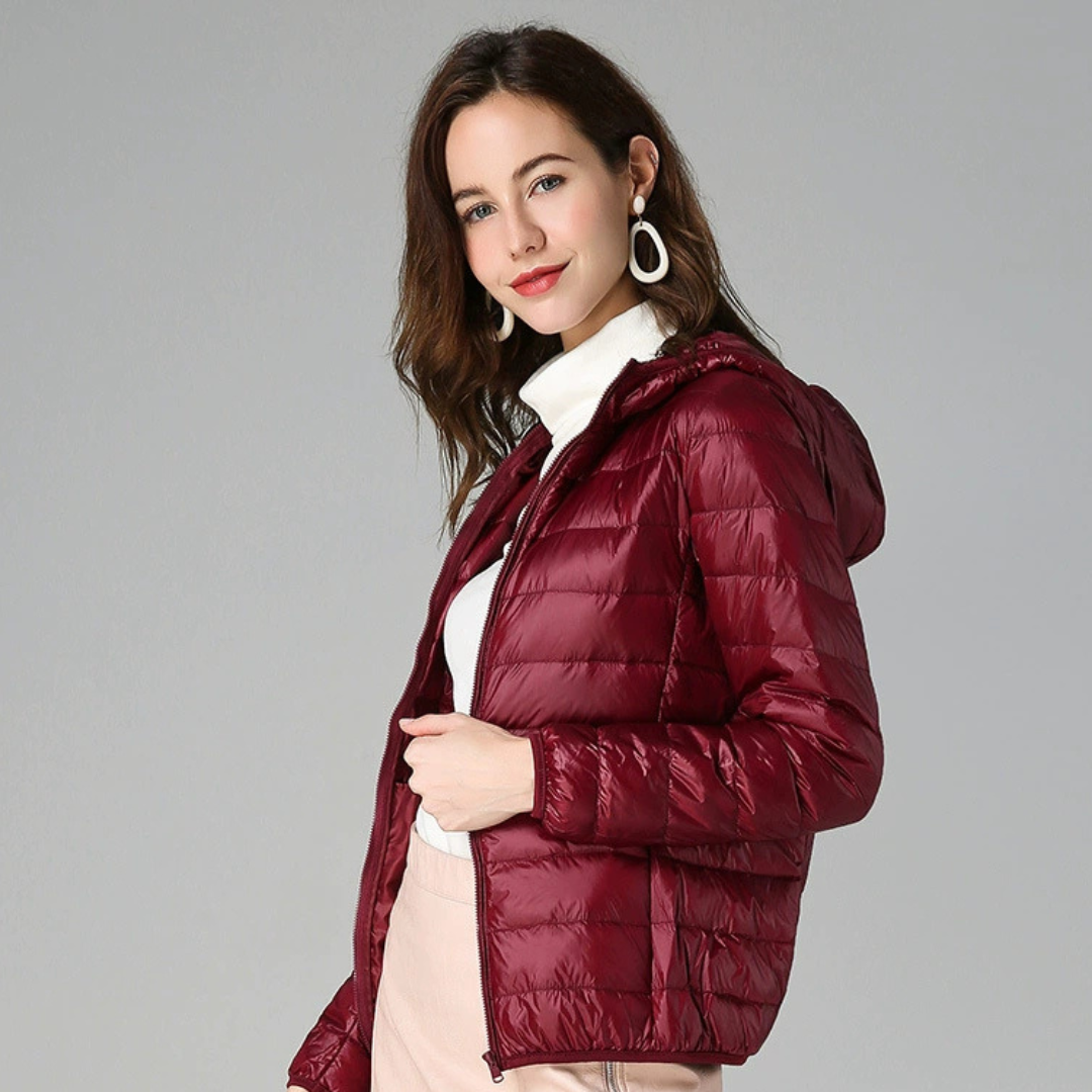 Doudoune pour femme Danoir Paris Peka, veste verte menthe, coupe classique, isolation légère, style élégant et chaud