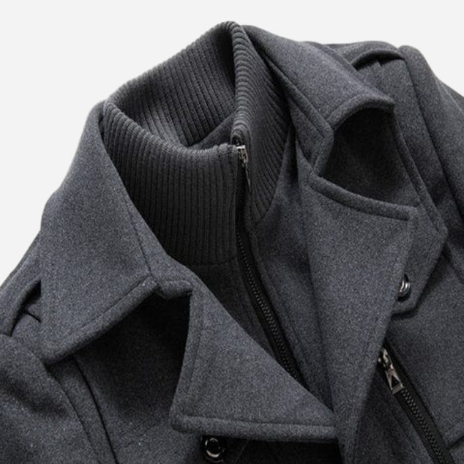 Veste d'hiver élégante Danoir Paris en mélange de laine pour hommes, chaud et uni, adaptée pour la saison automne-hiver.