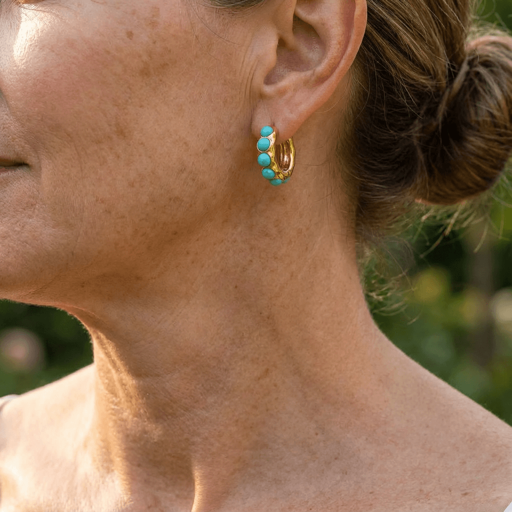 Créoles en pierre turquoise