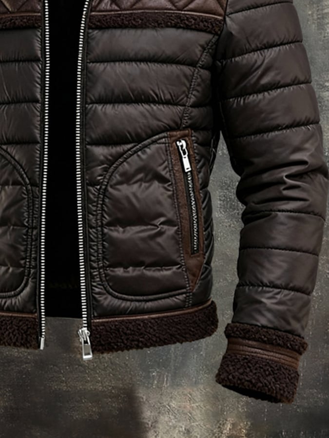 MAISON CLÉMENT PARIS™ | GILET MATELASSÉE MARRON À COL SHERPA CHAUD