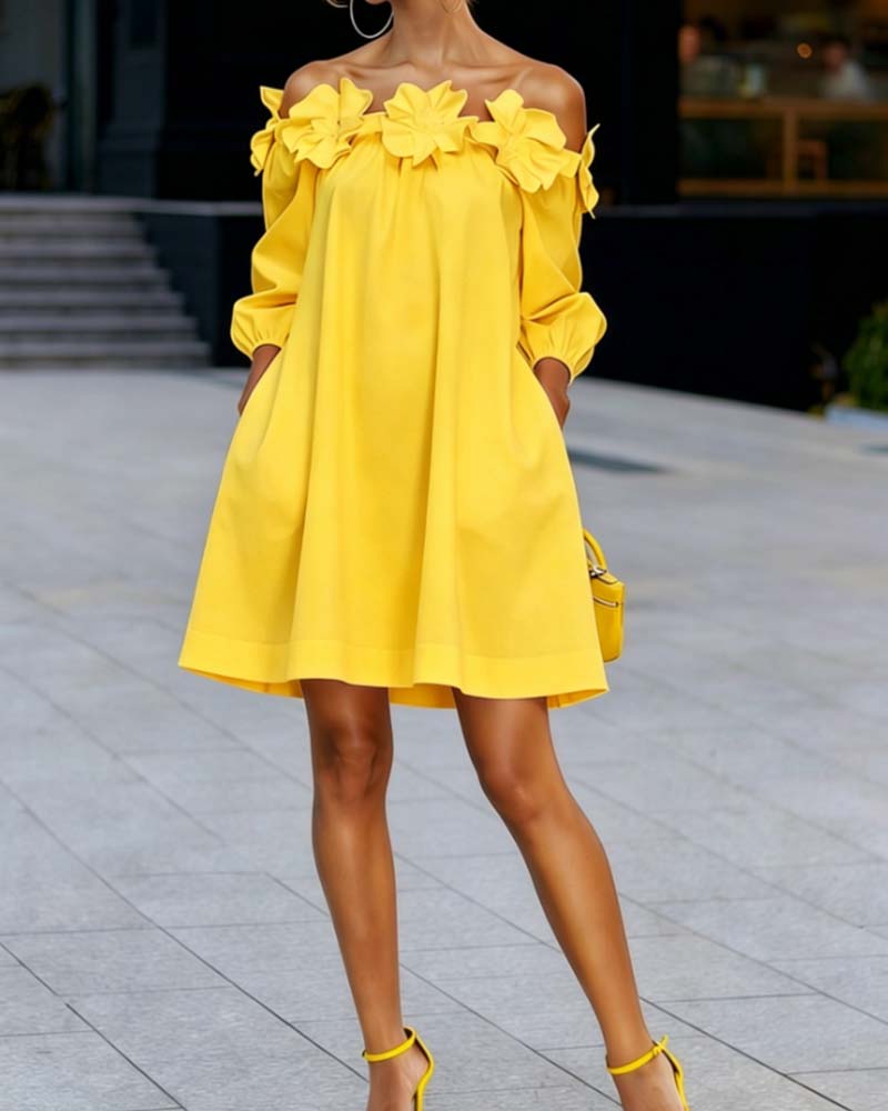 Robe à bretelles dénudées Danoir Paris Rhoda avec appliqué floral, vue de face, tissu léger et détails floraux élégants.