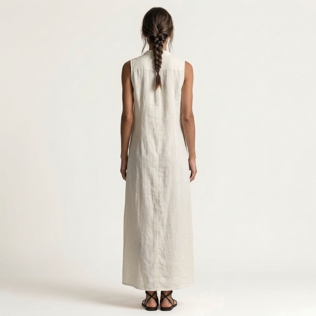 Mirabell | Robe maxi sans manches avec boutons et capuche