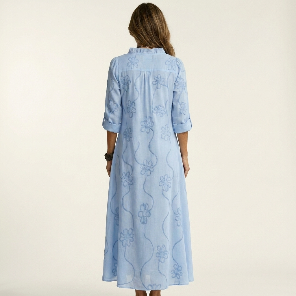 Mariam | Robe Maxi en Coton-Lin avec Broderie Florale Ton sur Ton"
Rewritten: "Mariam | Robe Maxi en Coton-Lin avec Broderie Florale Subtile