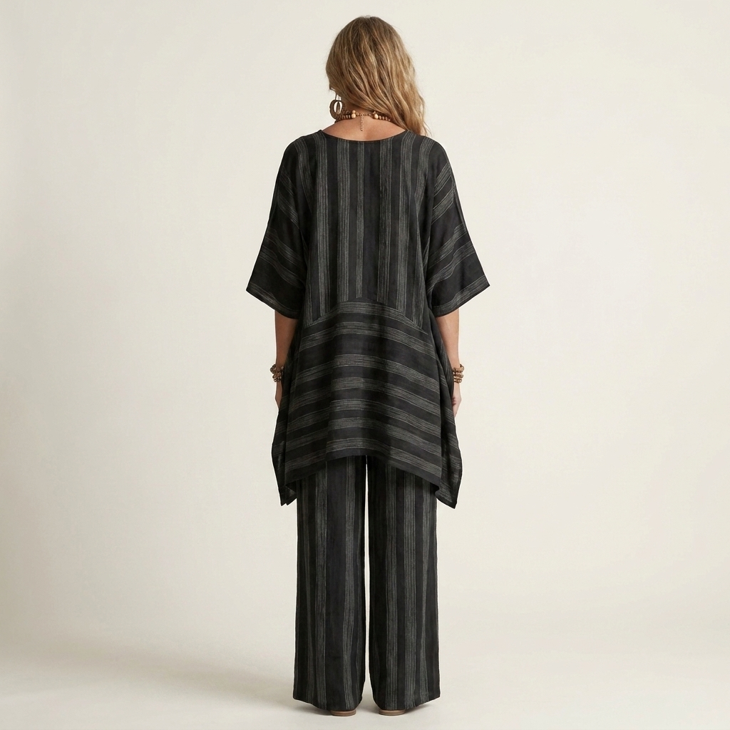 Kiara | Ensemble Bicolore en Coton-Lin à Rayures