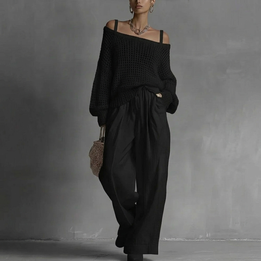 Veste et pantalon élégants en deux pièces Claribel™ de Danoir Paris, tissu chic et coupe sophistiquée, mode féminine raffinée.