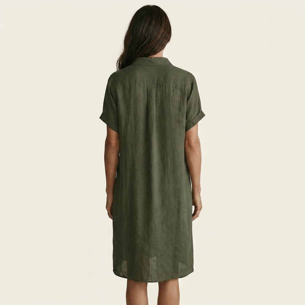 Nidalie | Midi Shirt Dress with Rolled Sleeves