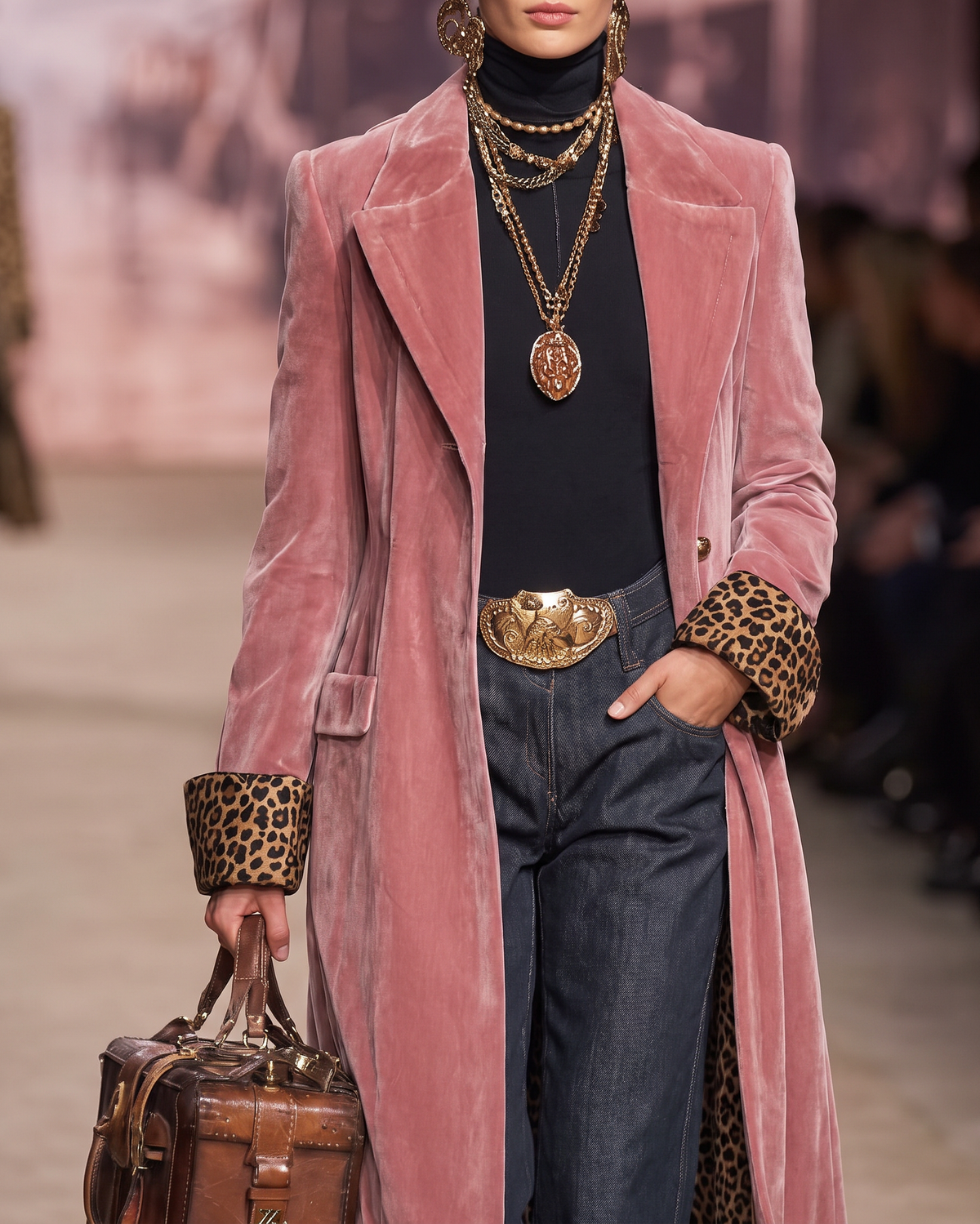 Manteau long élégant sur mesure Danoir Paris, modèle Madison, en tissu sophistiqué avec doublure raffinée, vue de face.