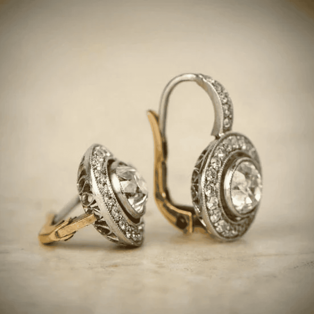 Boucles d'oreilles vintage en cristal doré et argenté