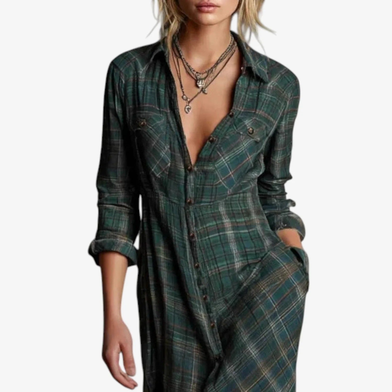 Hattie - Robe longue à carreaux