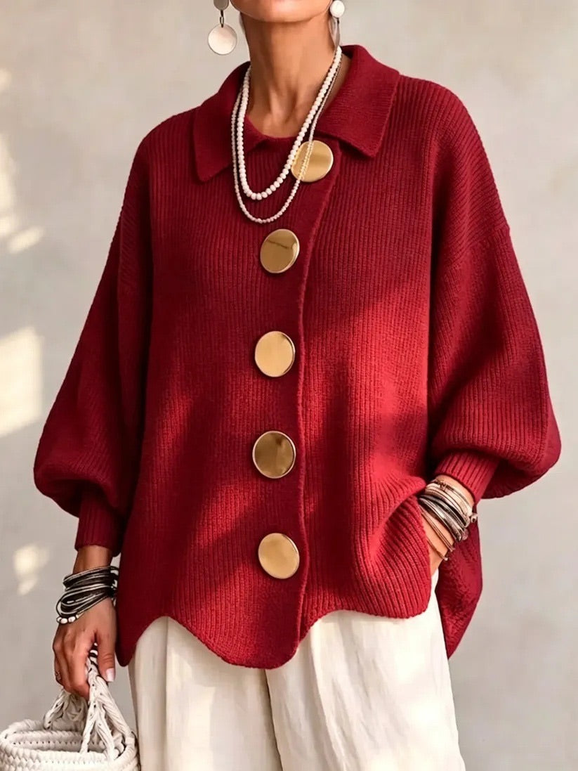 Karina - Cardigan Boutonné Oversize avec Col