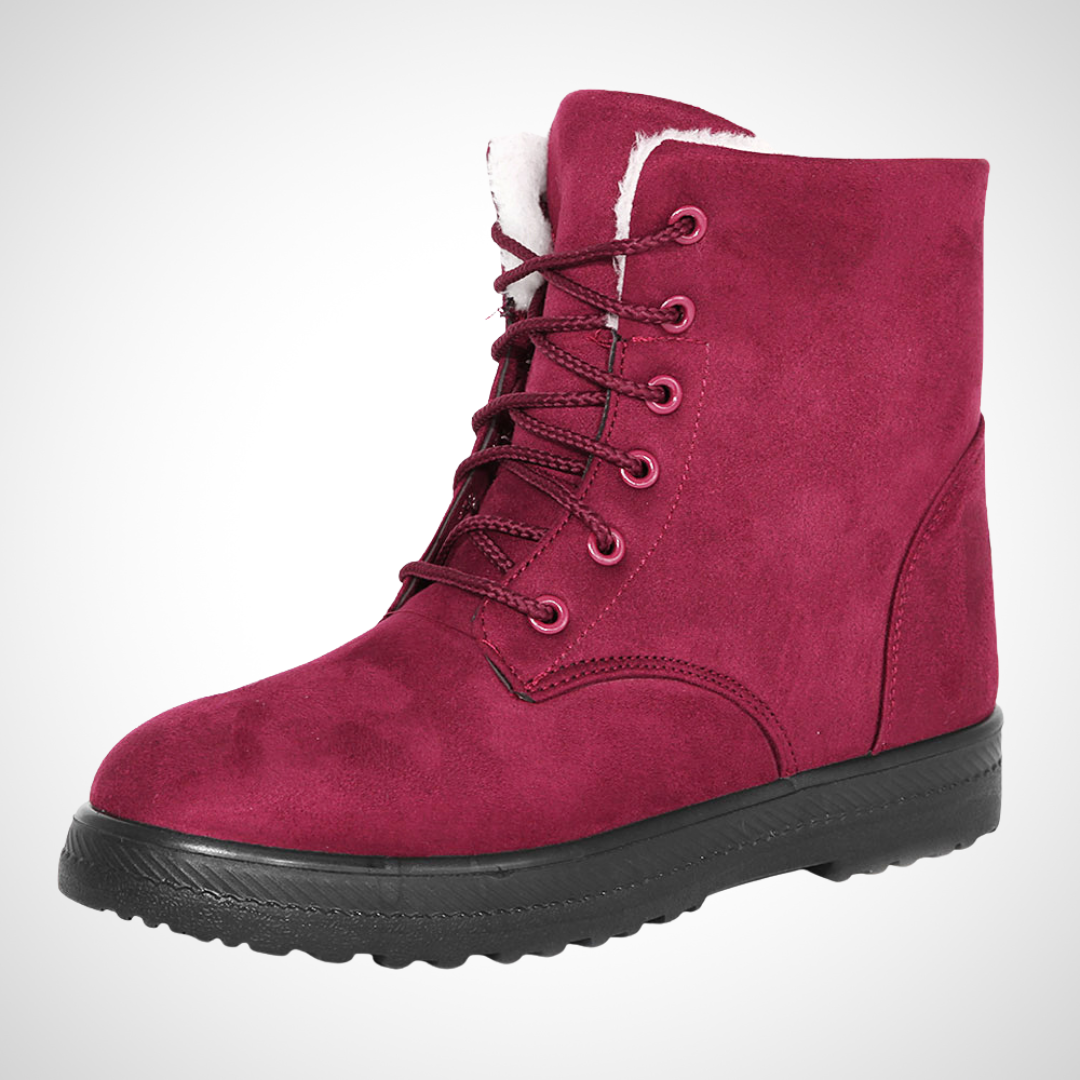 Bottines d'hiver à lacets Émeline de Danoir Paris, en cuir noir avec semelle robuste et détails élégants.