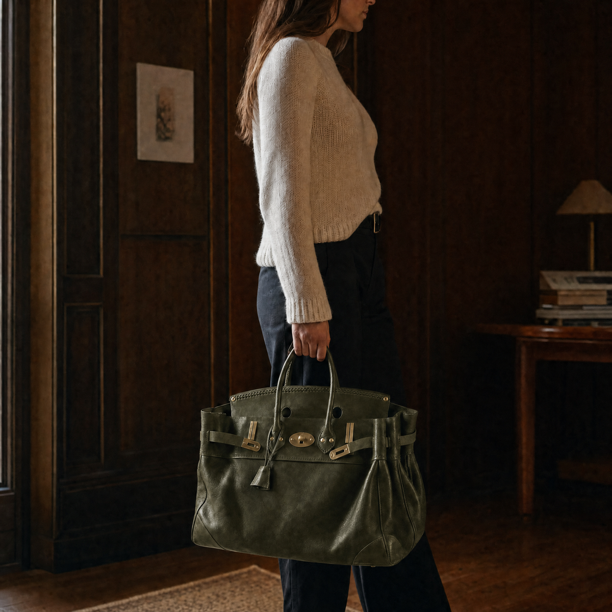 Sac à main Vivienne en cuir, sac à main Danoir Paris fait main avec détail élégant, mode chic et sophistiquée.